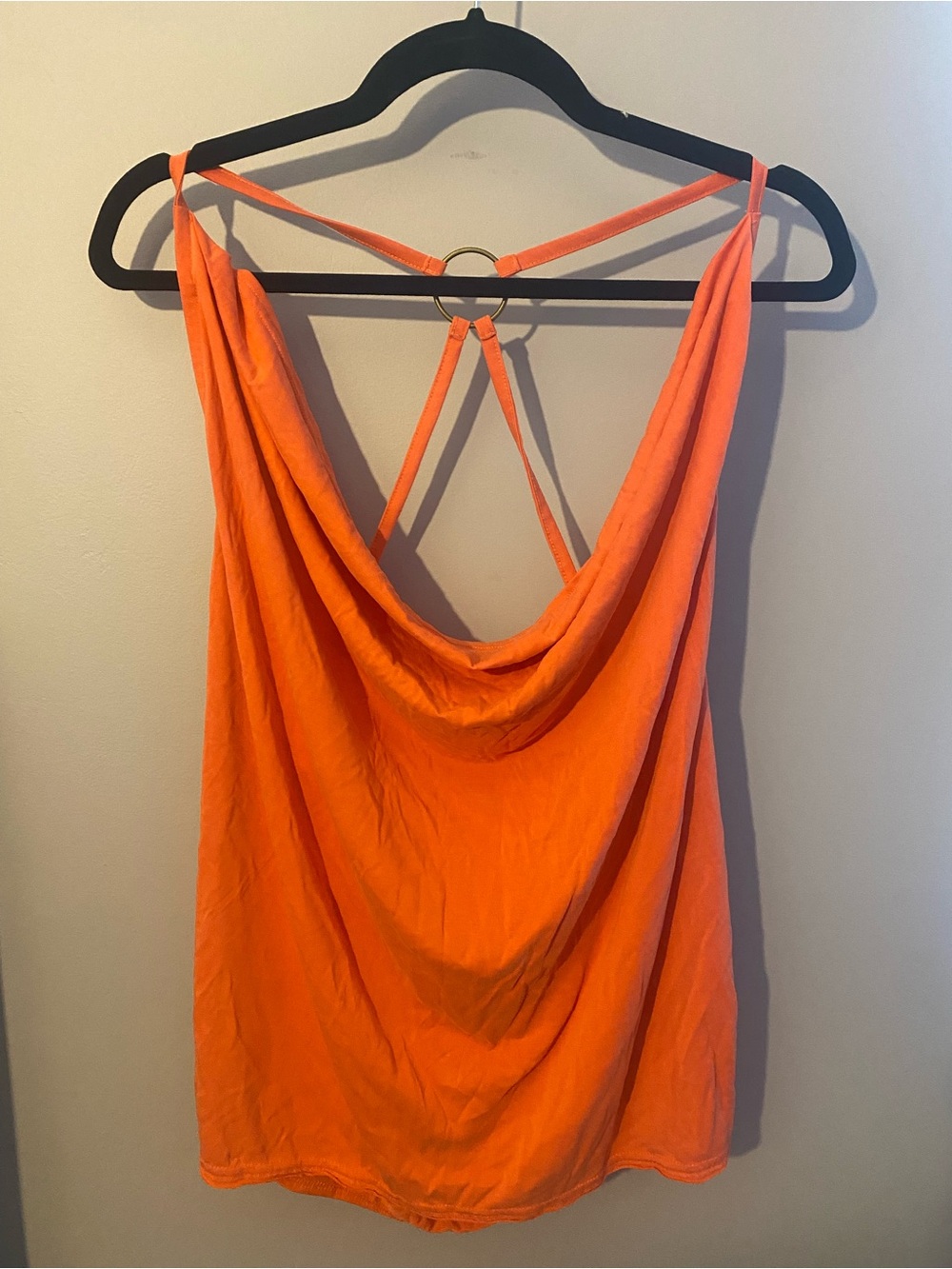 Free People Bright Orange Draped Back Camisole with Ring